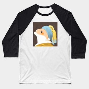 Corgi with a Pearl Earring Baseball T-Shirt